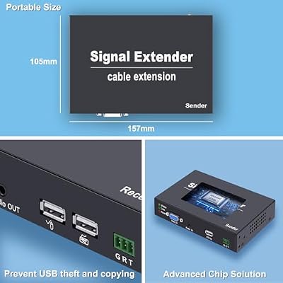 VGA KVM Extender Over Single Cat5e/6/7 with USB2.0 for Keyboard and Mouse, Support All Systems, Audio I/O, RS232 (up to 394FT-2 Port USB-1080p@60hz-RS232-AUDIO)