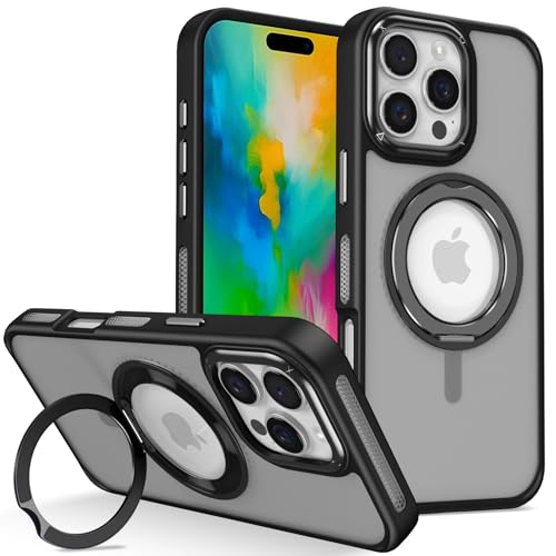 Coque iPhone 15 Pro antichoc avec anneau rotatif 360 et support MagSafe