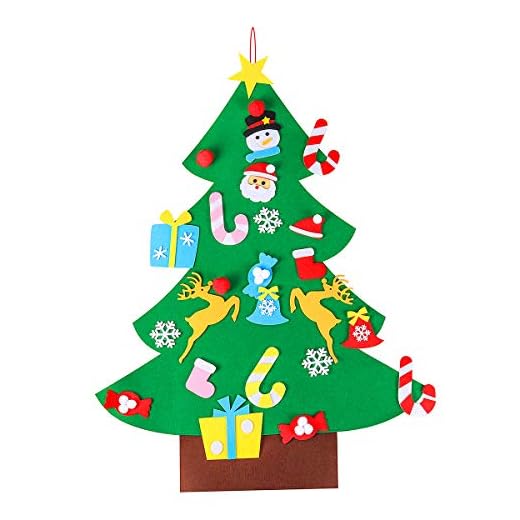 OULII Arbol de Navidad de Fieltro con 26pcs Adornos Arbol de Navidad Desmontables Año Nuevo Navidad Regalo para Niños