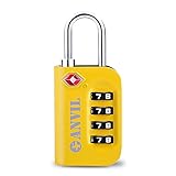 TSA Luggage Locks - 4 Digit Combination Steel Padlocks - Approved Travel Lock for Suitcases & Baggage (Yellow 1 Pack)