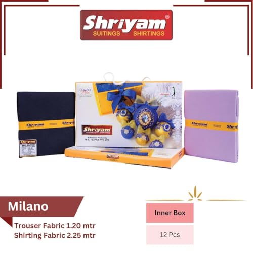 Image of Shriyam Unstitched Plain Shirt and Trouser Fabric Combo Gift set - Cotton Blend Material - 2.25m Shirt Cloth - 1.20m Pant Cloth
