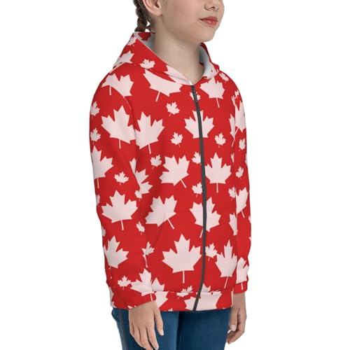 Maple Leaves Kid Hoodies Boys Zip Up Sweatshirts Girls Pullover with Pocket4