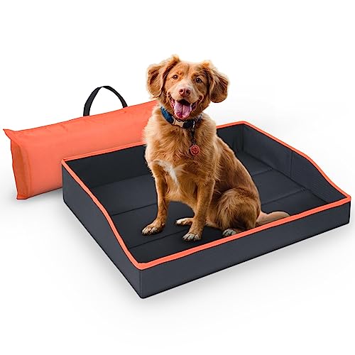 Bestlivings Faltbares Haustierbett für Kleine Hunde und Katzen - Orange - (80cm x 60cm) Reisebett - tragbares Hundebett mit stabilem Rahmen