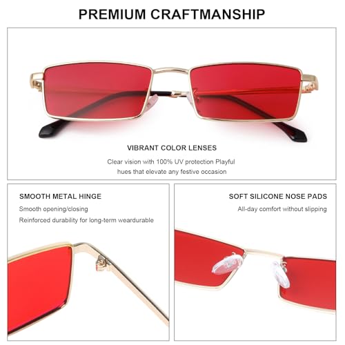 Image of Small Y2K Narrow Rectangle Sunglasses Womens Mens Retro 80s 90s Sun glasses UV400 Sunnies