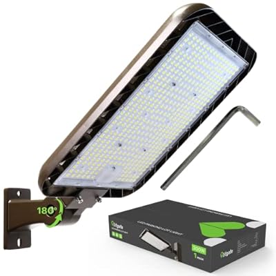Glitgate 300W LED Parking Lot Light, 45000LM 5000K Adjustable Arm Mount Street Light with Dusk to Dawn Photocell, 100-277V IP65 Outdoor Waterproof Commercial Area Lighting