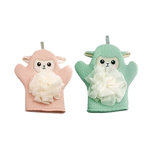 TOVINANNA 2個カートゥーン柄 入浴用手袋 子供用 ベビーバスボール 漫画シャワーボール かわいいバス手袋 優しい肌触り