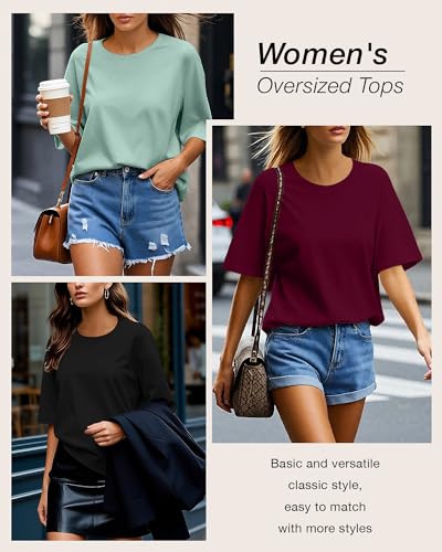 Huukeay 3 Pcs Womens Half Sleeve Top Elbow Length T Shirt Women Round Neck Basic T Shirt Summer Casual Blouses3