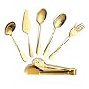 Serveergerei Set 10 Stuks – Grote Portie Ingelaste Lepels, Lepels, Vorken, Tang Soeplepel, Pie Server RVS Buffet…