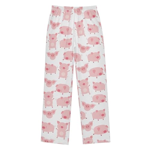 Cartoon Pig Boys Long Pants Soft Trousers Elastic Waist Kids Lounge Bottoms with Pockets S-XL