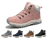【Moda y cómodo】Diseño de caña alta para protección de tobillos, parte superior sellada con costuras con lino. Las botas montaña mujer mejoran la comodidad y la moda