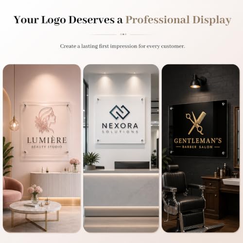 Image of Custom Acrylic Business Sign Personalized Office Logo Wall Sign Storefront | Professional Branding, Business Identity, Reception, Salon, Office, Lobby, Premium Finish, UV Resistant, Easy Installation