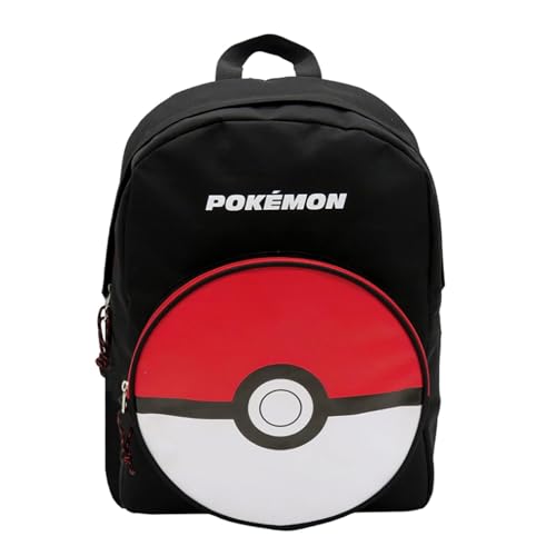 Pokémon- Mochila Juvenil Pokeball, Adaptable a Trolley, Material Escolar, Mochilas, Color Negro, Producto Oficial (CyP Brands)
