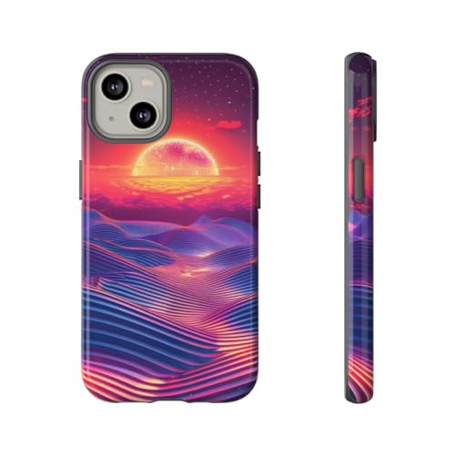 Coque iPhone 14 Vivid Sunset Waves - Le style bleu azur pour l'été