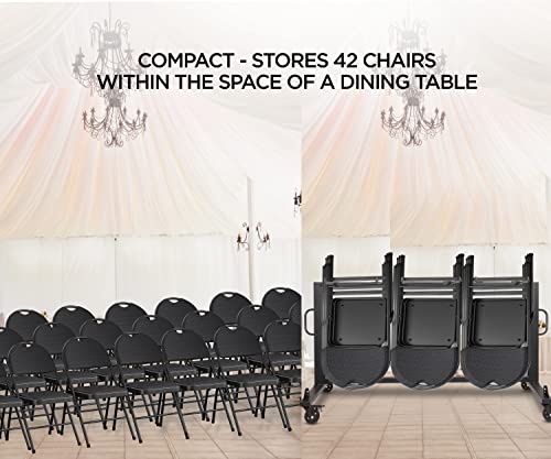 Folding Chair Rack Folding Chair Cart Folding Chair Storage Chair Dolly For Stackable Chairs And Table Hold More Hanging Chairs With Rubber Locking Caster Wheels Dust Trolley Cover Capacity 42 Chairs #TOP7