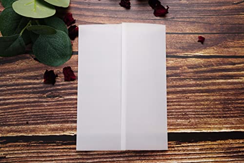 Puremigo 100 Pack Pre-Folded Vellum Jackets For 5X7 Invitations - Vellum Paper 5X7 Jackets - 115Gsm Vellum Wedding Invitations Wraps - Transparent Wedding Invitations Jacket #TOP2