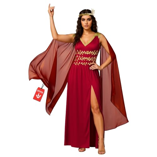 Morph Regal Greek Goddess Costume Women Egyptian Goddess Costumes Toga Costume Woman Halloween Costumes for Women M Red