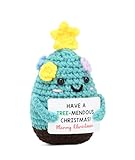 Handmade Crochet Christmas Tree Plush - Positive Crochet Gift for Mom, Women, Grandma, Friends - with a Positive Card, Festive Home Decor, Stocking Stuffer