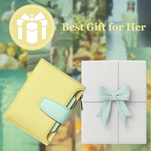 Image of Airkit Small Wallet Women RFID Blocking Soft Leather Bifold Compact Card Holder Wallet for Women with Zipper Coin Pocket 4 ID Window