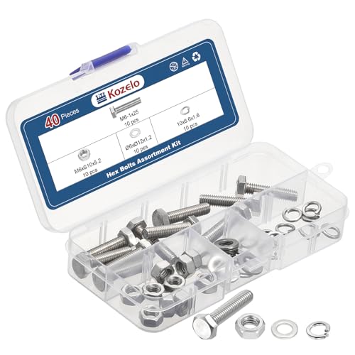 Kozelo Ensemble boulons écrous rondelles M6 304 inox 40pc