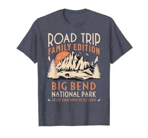 Big Bend US National Park Family Road Trip Vacation T-Shirt, Men, Heather Blue, Small