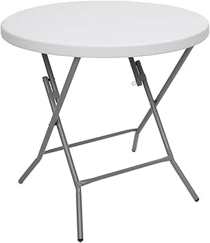 Round Folding Tables 32 Inch, Fold-in-Half Round Folding Table and Chairs, with Carrying Handle and 4 Steel Feet Load-Bearing 881.85Lb for Backyard Garden Beach, Picnic, Party, Camping 32in