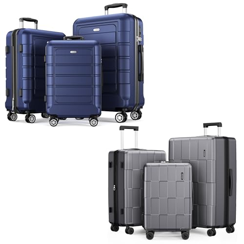SHOWKOO Luggage Sets 3 Piece Hardside Expandable Lightweight PC Suitcase Sets with Double Spinner Wheels TSA Lock