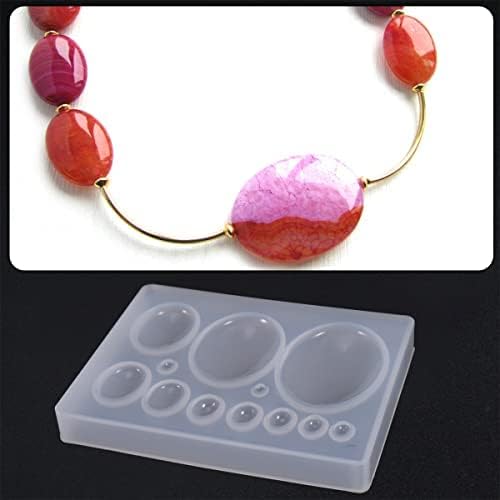 Miniatura 3 de AEGYPIUS Moldes de resina epoxi, 1 pieza con 12 cavidades, moldes de resina ovalada, moldes de resina de joyería para moldes de resina epoxi, moldes