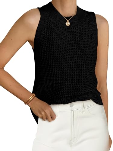 Image of PRETTYGARDEN Womens Summer Crochet Tank Tops Knit Sweater