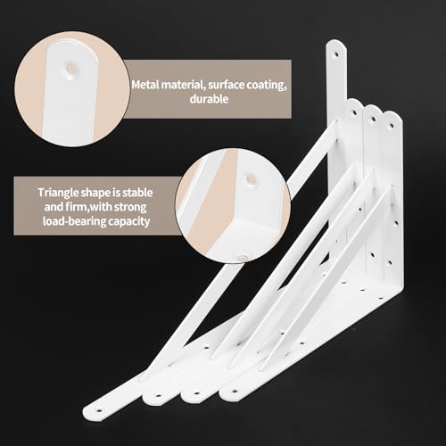 Support etagere murale fixation en métal robuste noir mat 4 pcs