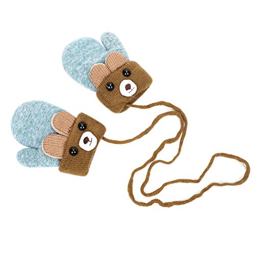 IBLUELOVER Manoplas niños Guantes de esquí Invierno Chicos Chicas bebé Gruesa Guantes en de Punto Polar con la Cuerda del Cuello Gloves Guantes Caliente Suave Confort Cover