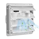 EliteEdge 12' Shutter Exhaust Fan, High-Speed Carbon Steel Wall Mount Attic Fan, 2200 CFM, 3 Rust Proof Aluminum Blades, for Greenhouses, Garages, Sheds, Shops, Silver