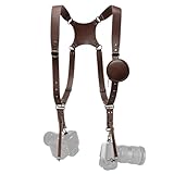 Honikoo Dual Camera Harness for 2 Cameras Leather Camera Shoulder Strap for DSLR/SLR Camera Straps for Photographers Camera Gear