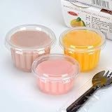 Xshelley (50PcS 150ml PE material plastic cup with lid, pudding, yogurt, sauce, sampling, cake, transparent jelly cup