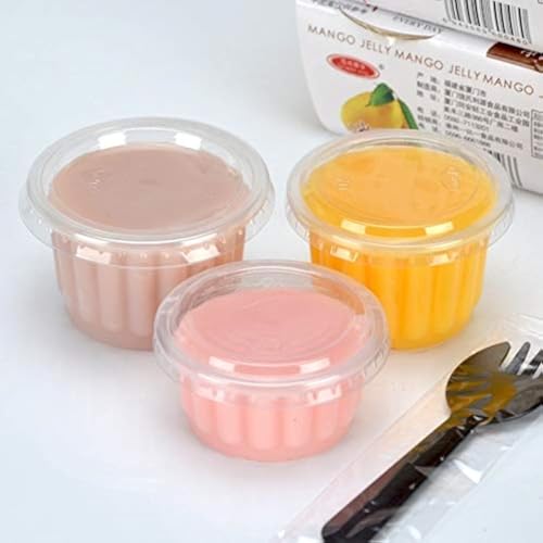 Xshelley (50PcS 150ml PE material plastic cup with lid, pudding, yogurt, sauce, sampling, cake, transparent jelly cup