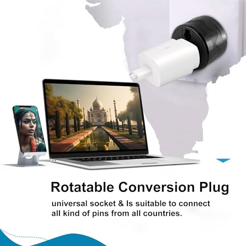 Image of MX 3 Pin Universal Round Conversion Plug Adapter Pack of 2, 180 Rotatable Multi Plug Socket Converter, Compact Travel Power Adapter for Home & Office, Compatible with Indian & International Plugs