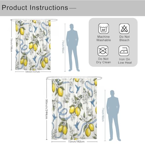 Rideau de douche extra long de qualité supérieure en polyester imperméable jaune citron
