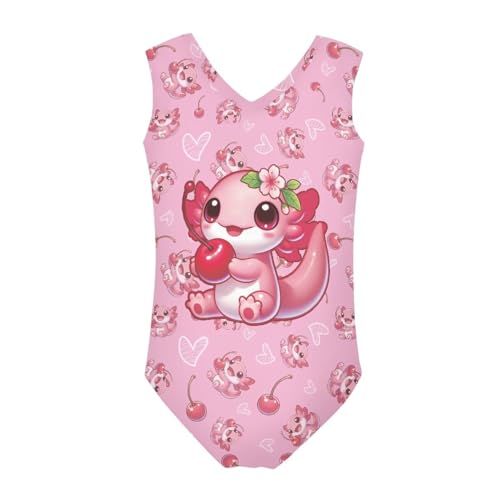 Image of Girls Cartoon Pattern One-Piece Swimsuits Sport Racer Swimwear Beach Bathing Suit, Size 5-14
