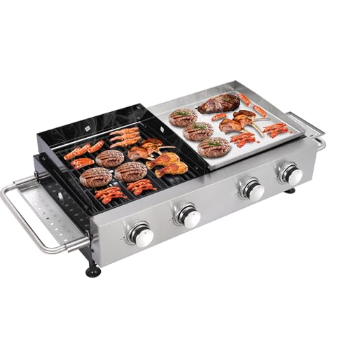 CIG GARDEN 2 Burner Propane Gas Grill and Plancha Combo,