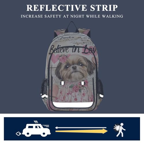 senya Charming Puppy Letter Backpack Water-Resistant Bag Lightweight Bookbags with Reflective Strip4