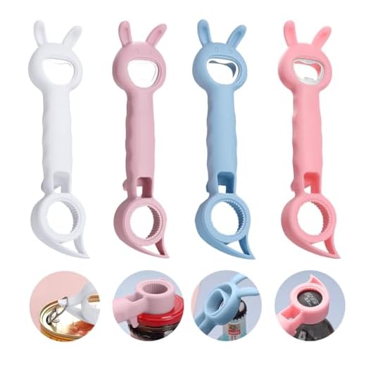Zayookey Lot De 4 Ouvre-Bouteille 4 en 1 Multifonction Manuel Lapin Ouvre Bocal Décapsuleur Ouvre Canette Ouvre Bocaux Ouvre-Bouteille de Bière Décapsuleur de Bouteille Pour Bière Boîtes (lapin)