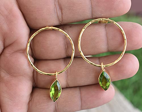 Veracity Jewelry Peridot Earrings * Boho Earrings * Handmade Earrings * Gold Plated Earrings * August Birthstone Earrings * Wedding Gifts * Earrings For Girls * Gifts For Mom * Stud Earrings * Ve-363 #TOP2
