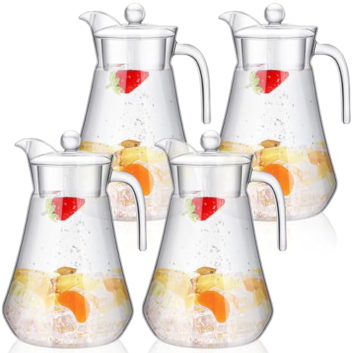 Didaey 4 Pcs Plastic Pitcher with Lid and Handle, 68 oz