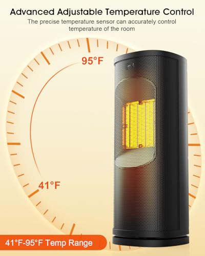 Tiokviop Electric Space Heater Indoor Use, 1500W Fast Heating Ptc Portable Heaters With Thermostat And Remote, 12H Timer, Overheating Protection, 60° Oscillation thumb #4