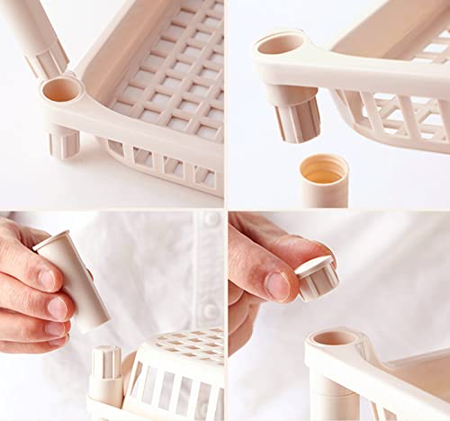 Image of wolpin Bathroom Shelf Stand Plastic 3 Tier Shelves with Hooks Corner Kitchen Bathroom Multipurpose Holder Bathroom Storage Rack Box Strong Shower Rack Shelf