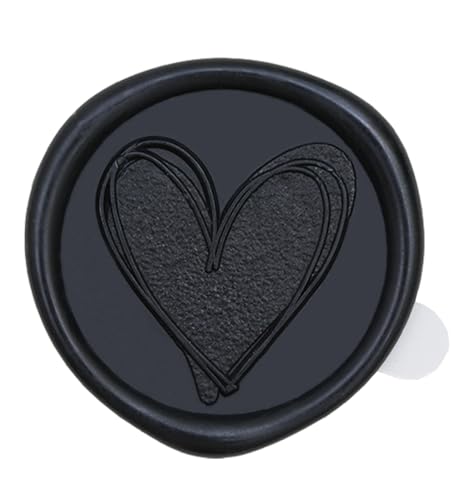 Poemluve 50 sztuk pieczęci woskowych samoprzylepnych z wzorem w kształcie serca, do przyklejania, naklejki na zaproszenia, koperty, prezenty, kartki pocztowe, walentynki, DIY (czarne)