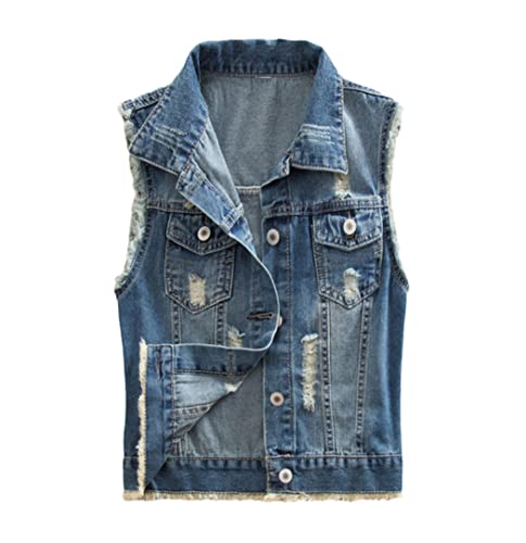 Gilet en jean court ajusté et cintré - Veste denim bleu marine vintage