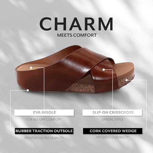 VOLATILE Ablette Wedge Sandals for Women Featuring Slip-on Crisscross Design with EVA Insole and Rubber Outsole3