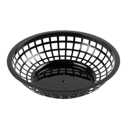 Restaurantware 7.75 In Round Black Plastic Fast Food Baskets, 10 Ct