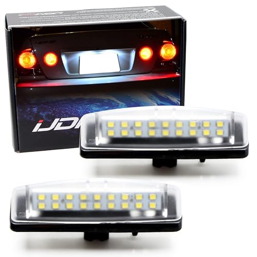 iJDMTOY OEM-Fit 3W 18-SMD Xenon White Full LED License Plate Light Kit Compatible with Lexus is GS ES RX HS, Compatible with Toyota Prius Camry, Scion tC, etc