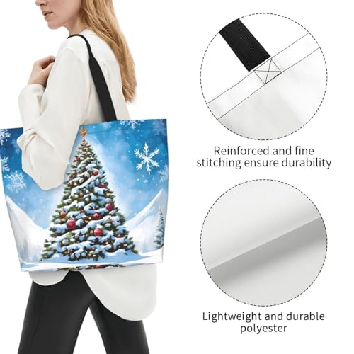 Women'S Large Capacity Christmas Trees Shoulder Shopping Bag,Tote Storage Bag,Simple And Fashionable Shoulder Bag For Travelling,Beach,Gym,Working.4